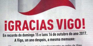 Mensaxe do alcalde de Vigo, Abel Caballero, co gallo do aniversario da vaga de incendios de outubro de 2017.