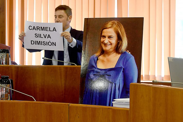Fotos e vídeos do pleno do día en Vigo: O PP fabrica unha Carmela Silva de cartón
