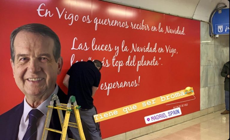 A oposición carga contra Abel Caballero por usar a súa propia imaxe nunha campaña sobre o Nadal vigués en Madrid
