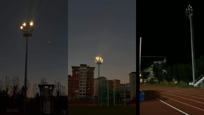 Estado actual da iluminación da pista de atletismo municipal de Balaídos | Foto @David_Gatsu