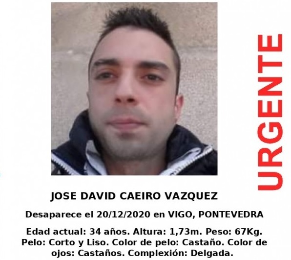 Buscan a un veciño de Vigo de 34 anos desaparecido desde o 20 de decembro