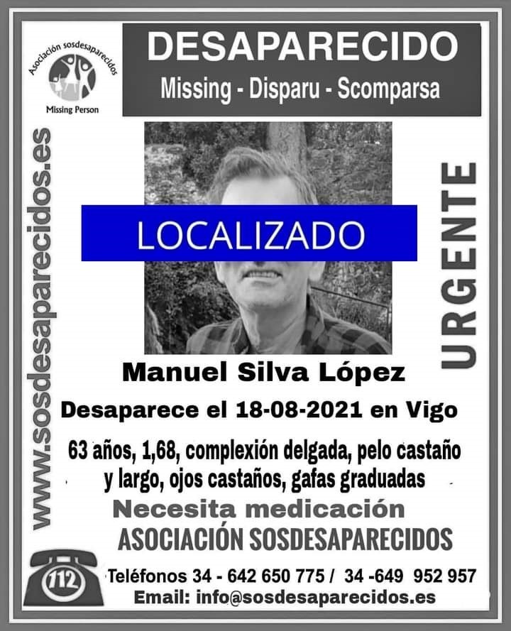 Localizado o veciño de Vigo de 63 anos desaparecido a pasada semana