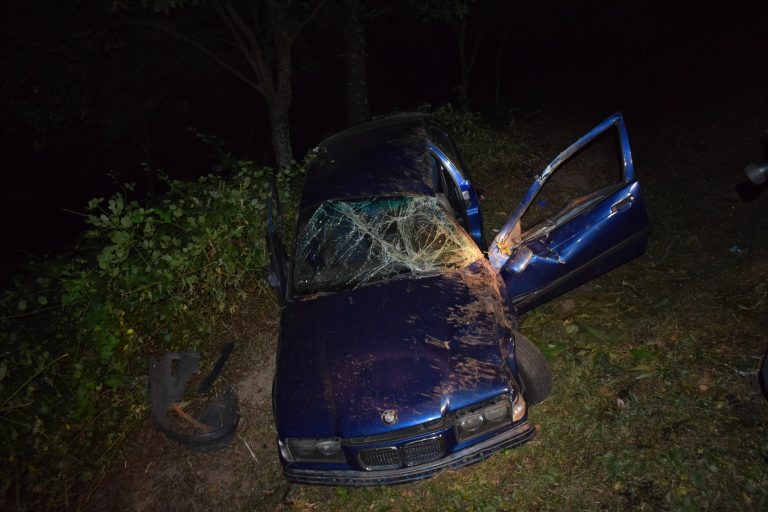 Un ferido grave logo de caer co seu coche por un terraplén e envorcar