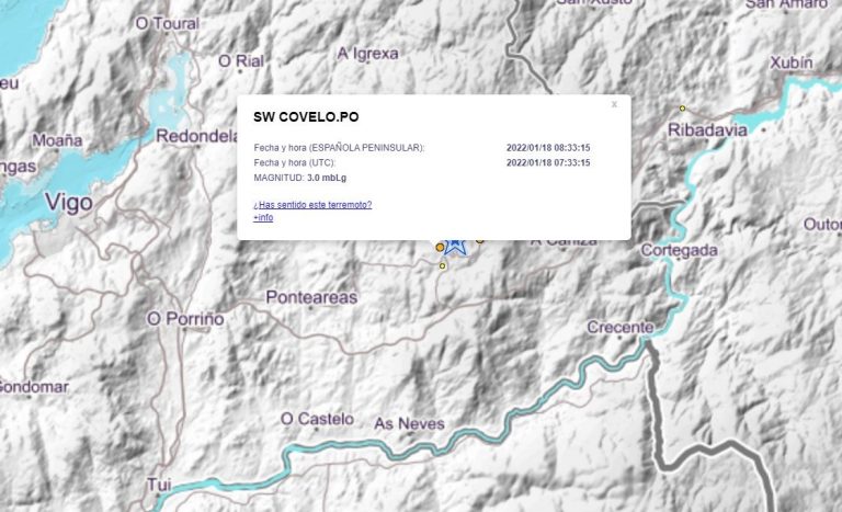 Un tremor con magnitude 3 e epicentro en Covelo síntese tamén en As Neves, Mondariz e Ponteareas