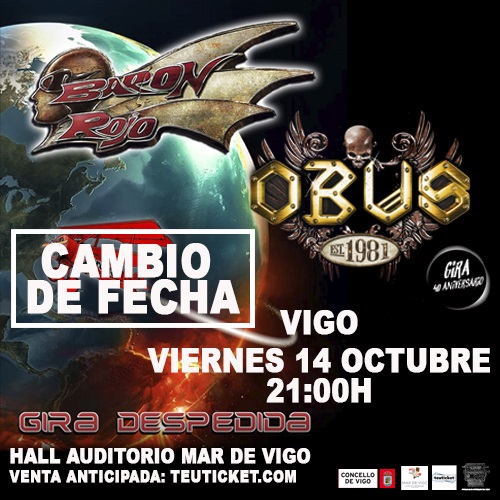 Barón Rojo e Obús aprazan o seu concerto en Vigo