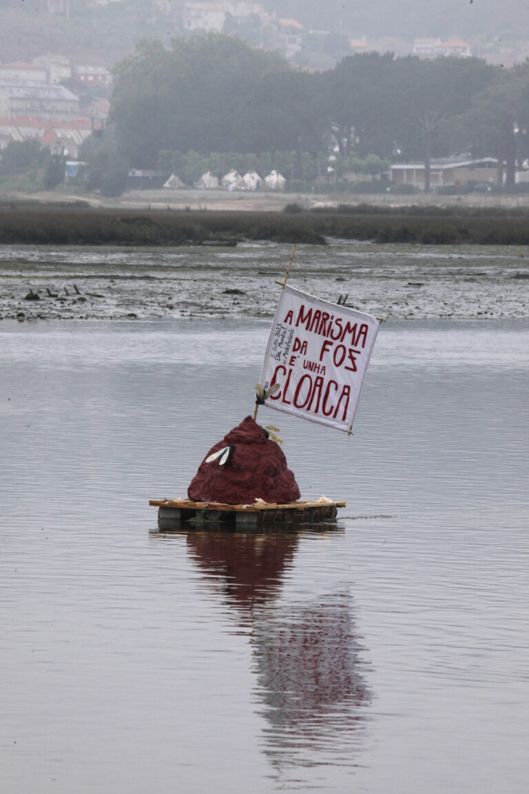 Unha “caca” flotante, a orixinal denuncia pola contaminación na Marisma do Val Miñor