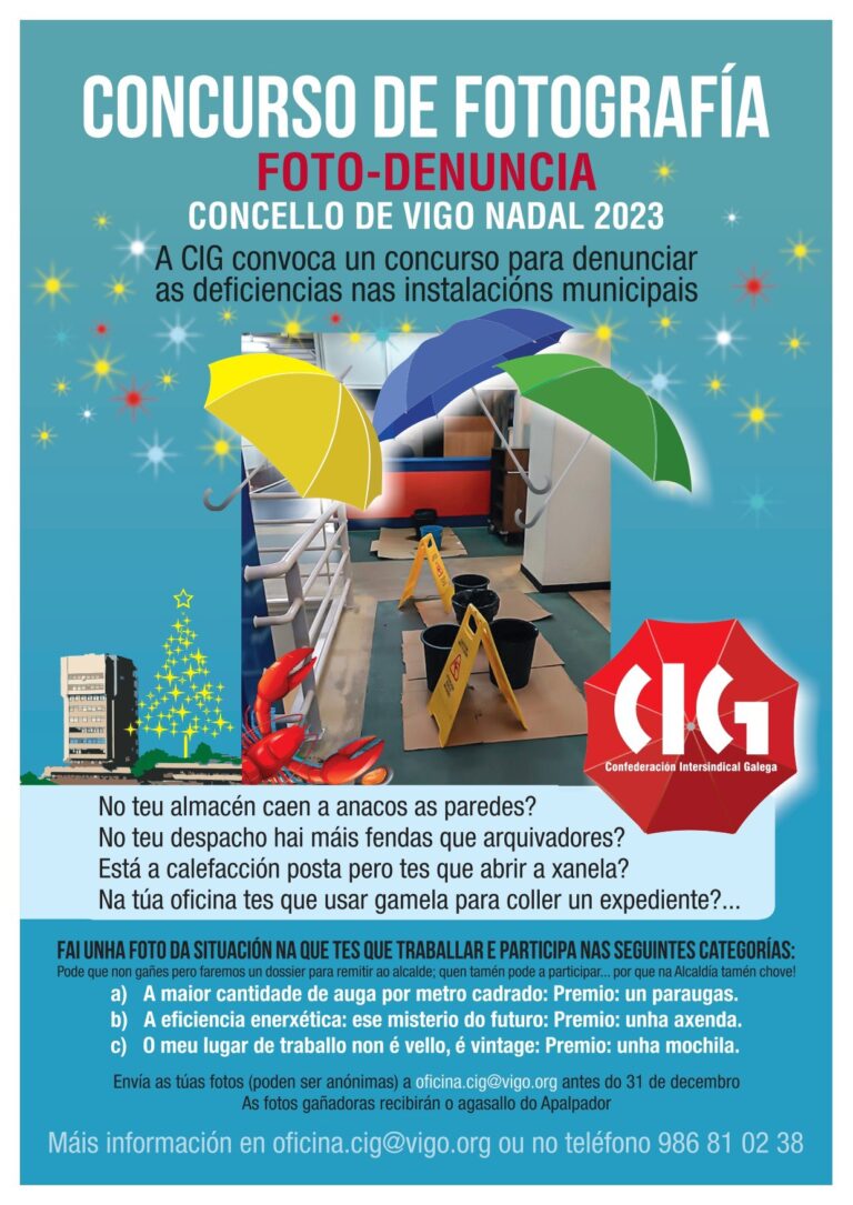A CIG no Concello de Vigo convoca un concurso fotográfico para denunciar deficiencias das instalacións municipais
