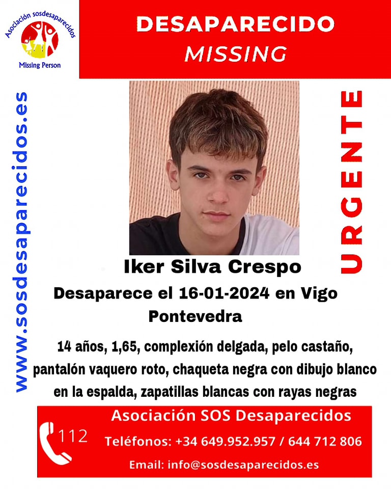 Piden colaboración para atopar a un mozo 14 anos desaparecido en Vigo