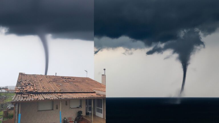 Montaxe mangas mariñas e casa afectada polo paso dunha manga mariña en Cambados tras o paso da borrasca Irene