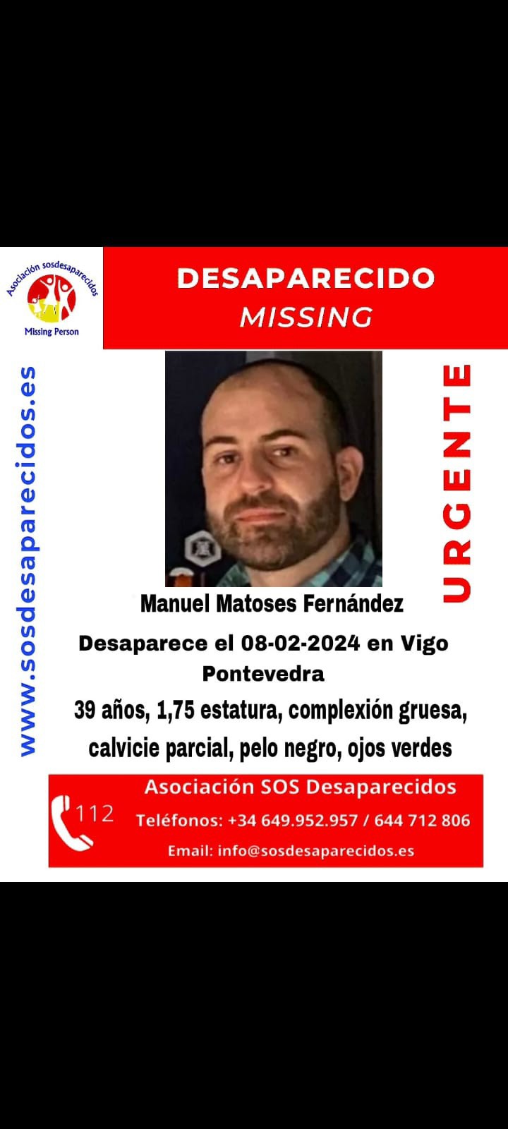 Buscan a este home de 39 anos desaparecido en Vigo este xoves