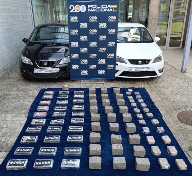 Dous detidos e incautados 33 quilos de cocaína e 41 de haxix nun operativo policial en Vigo