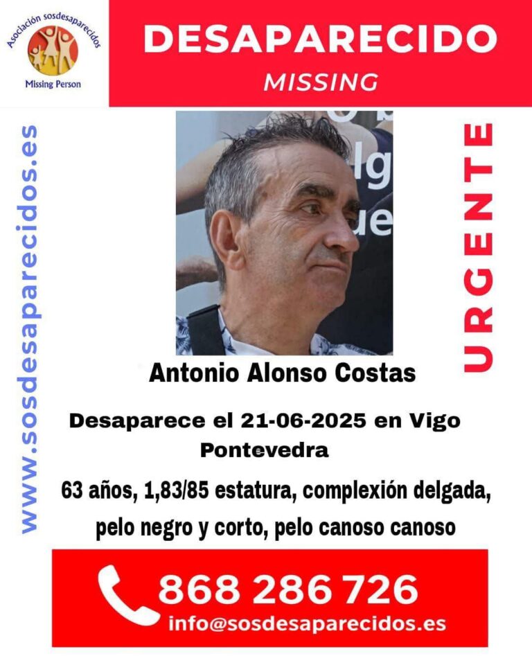 Desaparecido en Vigo. Piden axuda para localizar a Antonio
