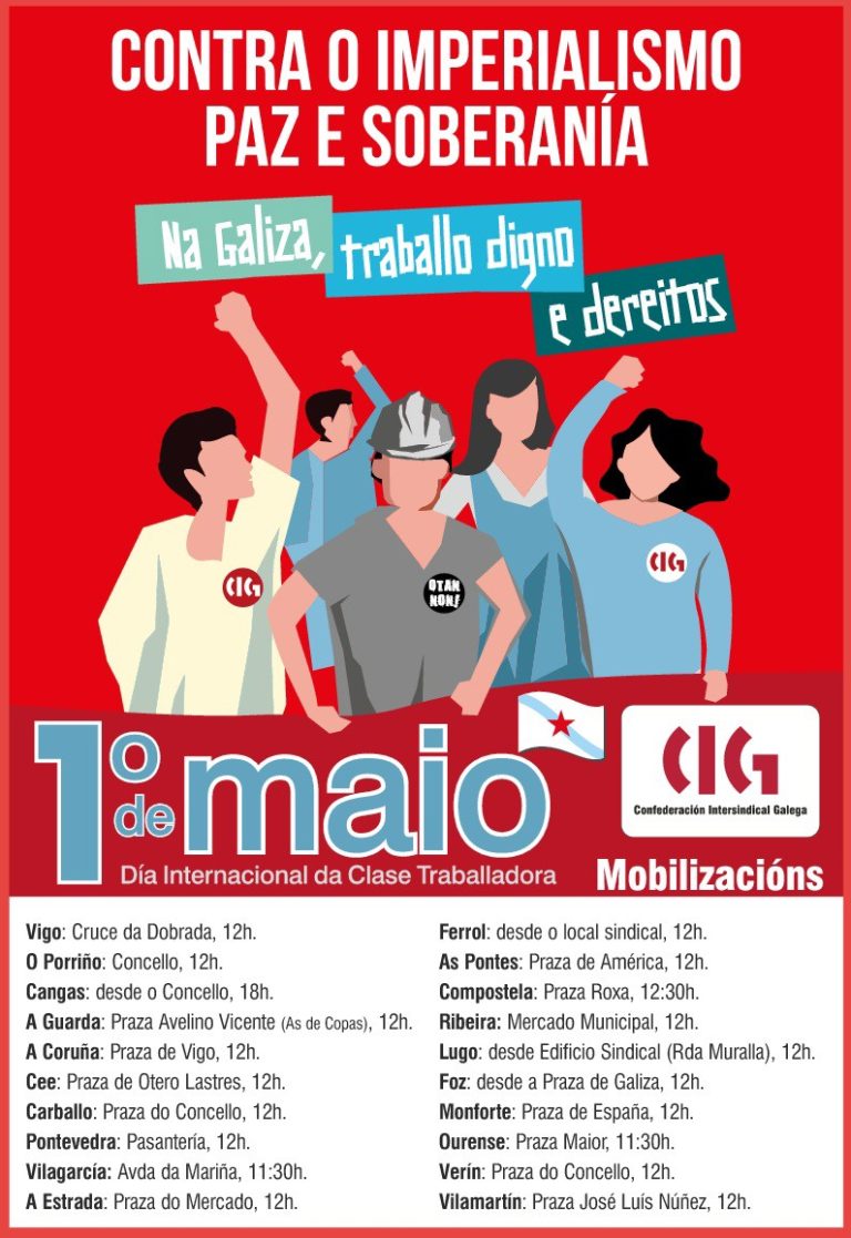 A CIG chama a lanzar un “berro de non á guerra coherente” este 1 de maio en Vigo
